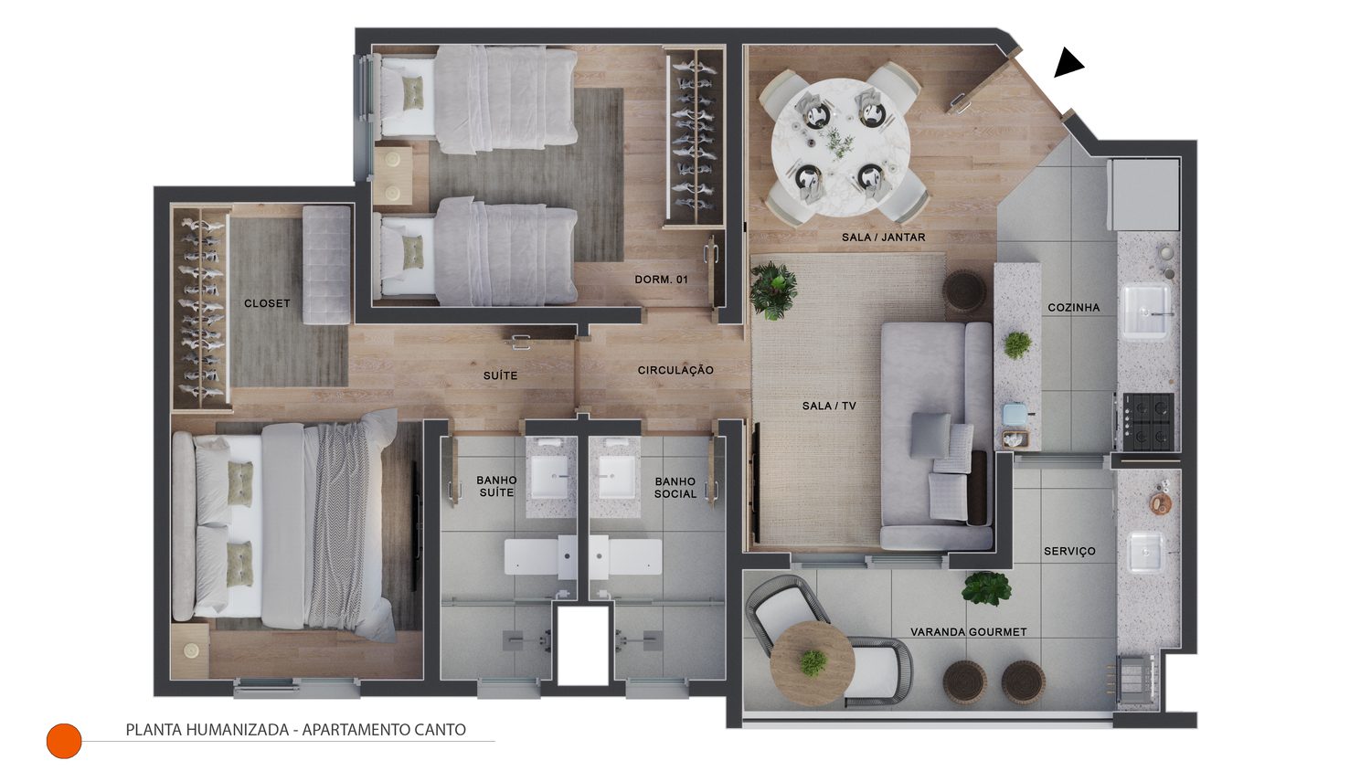Planta humanizada — Apartamento Canto